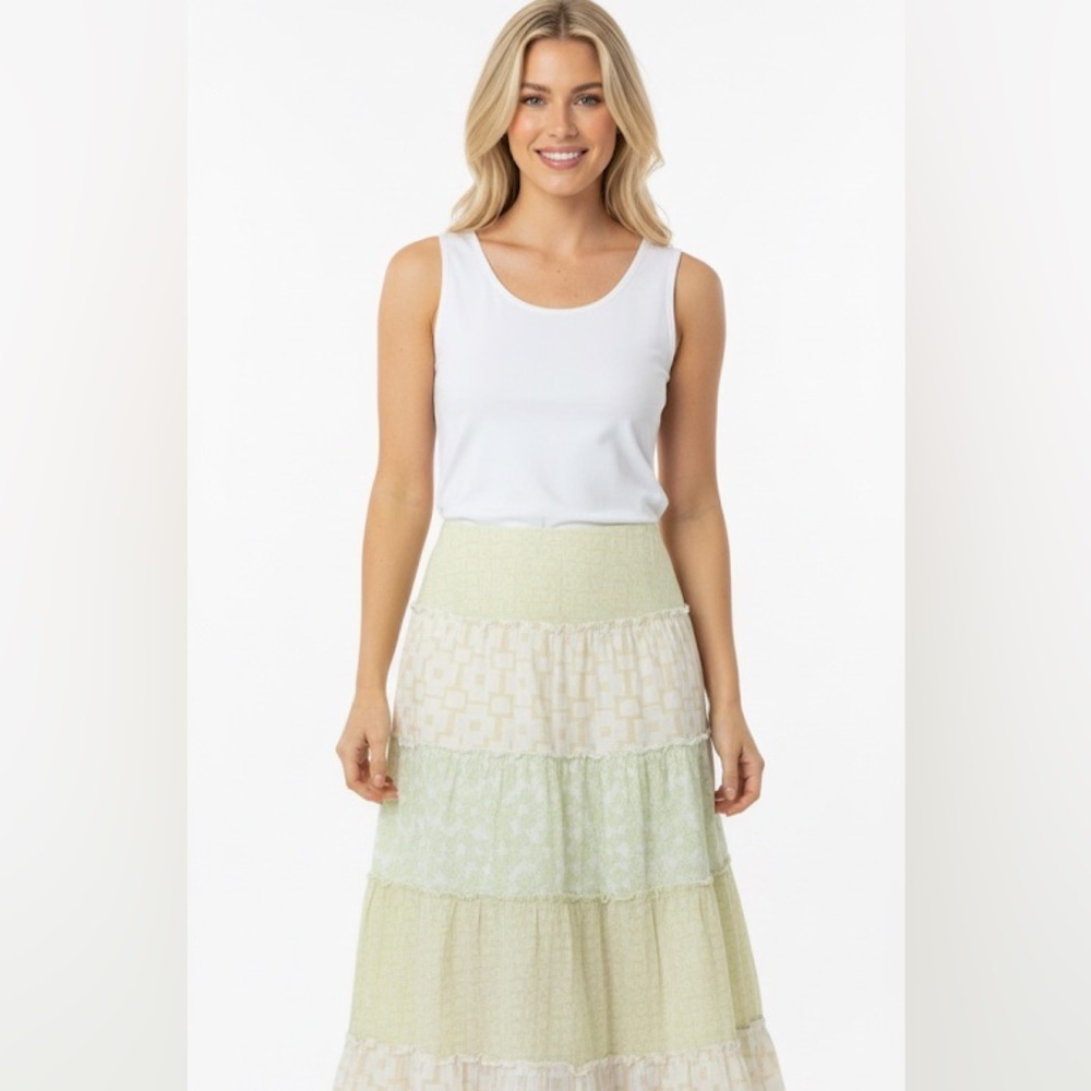 Sigrid Olsen maxi skirt tiered boho size 8 - Picture 12 of 12
